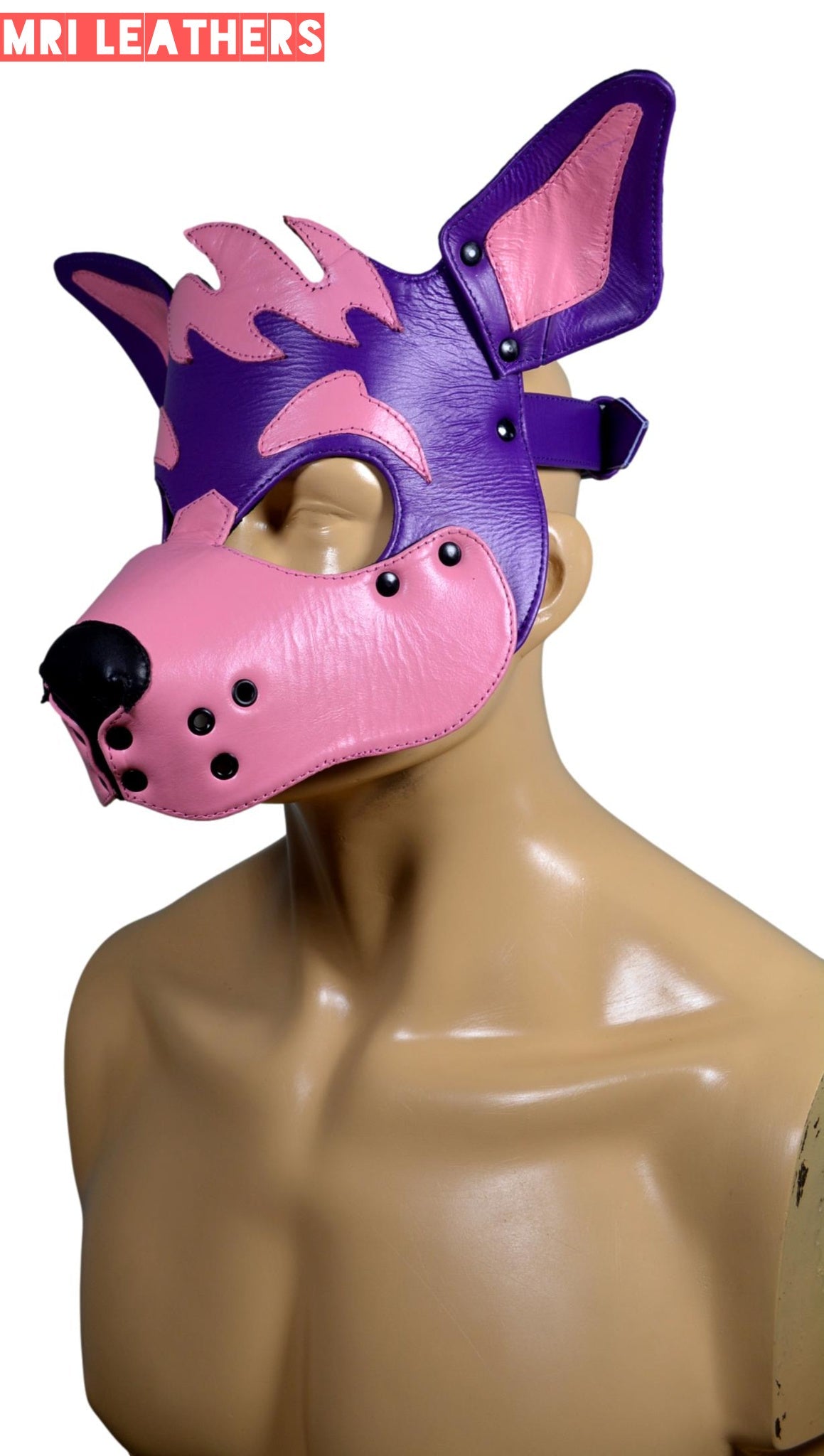 Leather Dog Mask Leather Dog Mask Dog Hood Pet Play Hood Puppy Mask - MRI Leathers