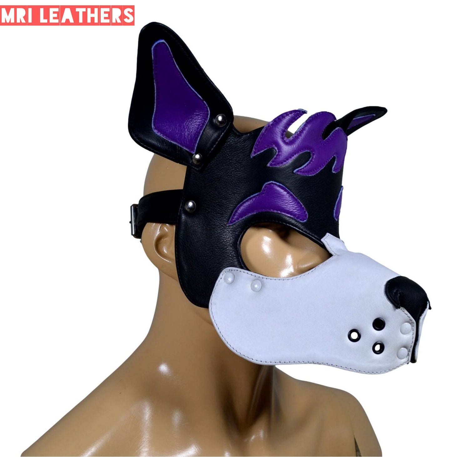 Leather Dog Mask Leather Dog Mask Dog Hood Pet Play Hood Puppy Mask - MRI Leathers