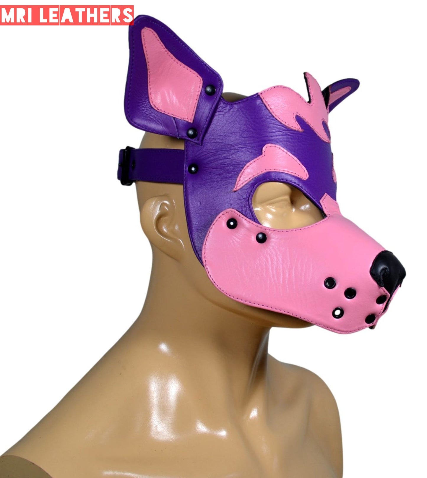 Leather Dog Mask Leather Dog Mask Dog Hood Pet Play Hood Puppy Mask - MRI Leathers