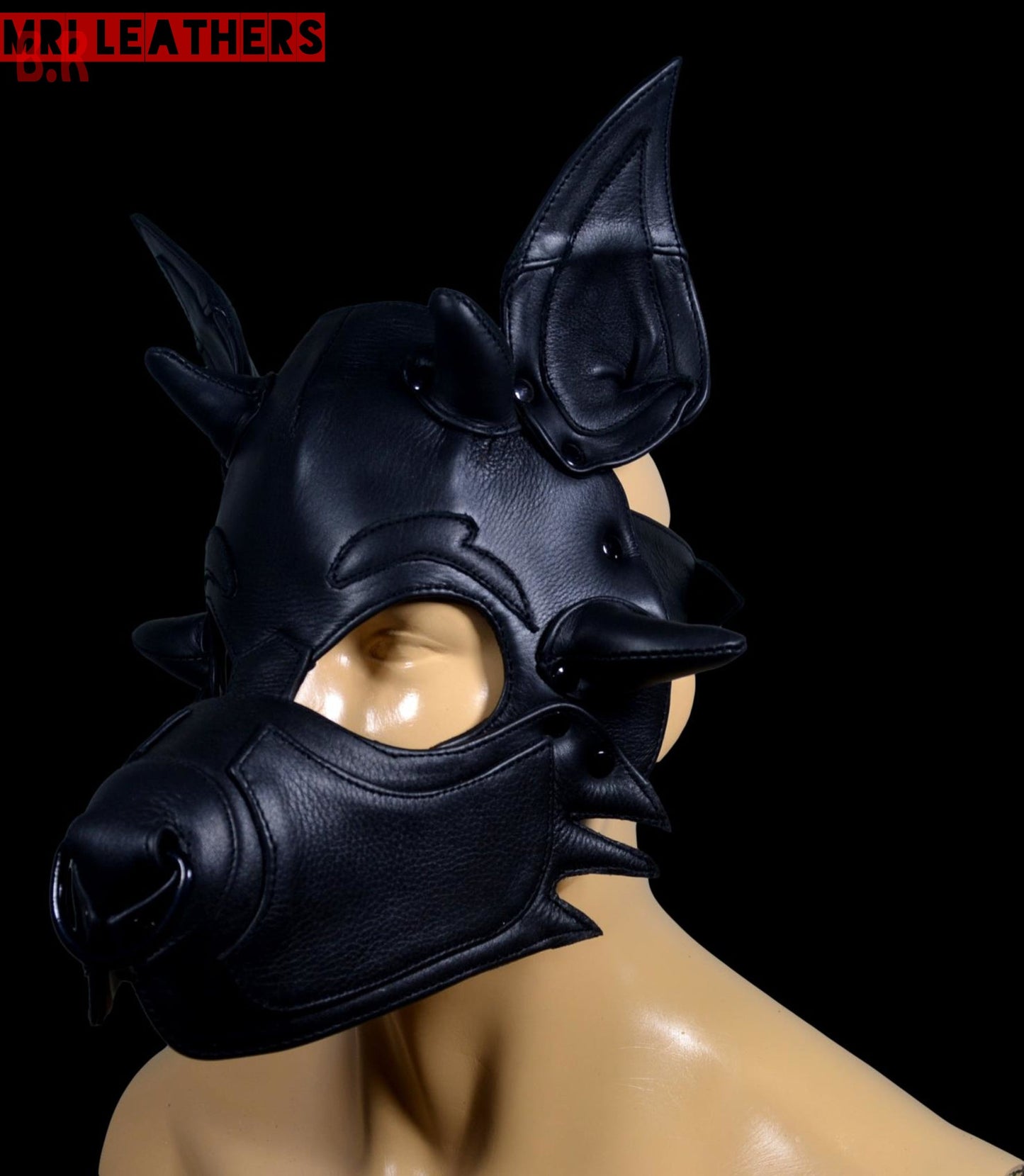 Leather Dog Mask Leather Dog Mask Dog Hood Pet Play Hood Puppy Mask - MRI Leathers