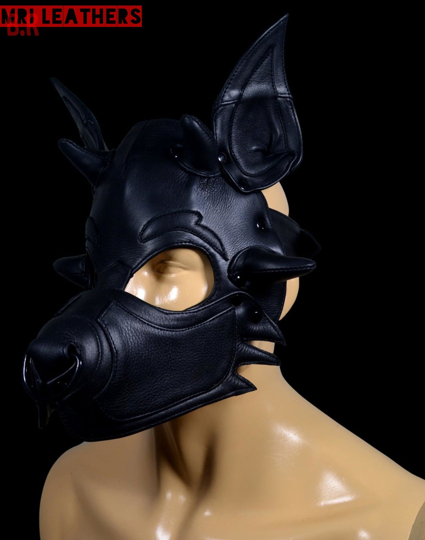 Leather Dog Mask Leather Dog Mask Dog Hood Pet Play Hood Puppy Mask - MRI Leathers