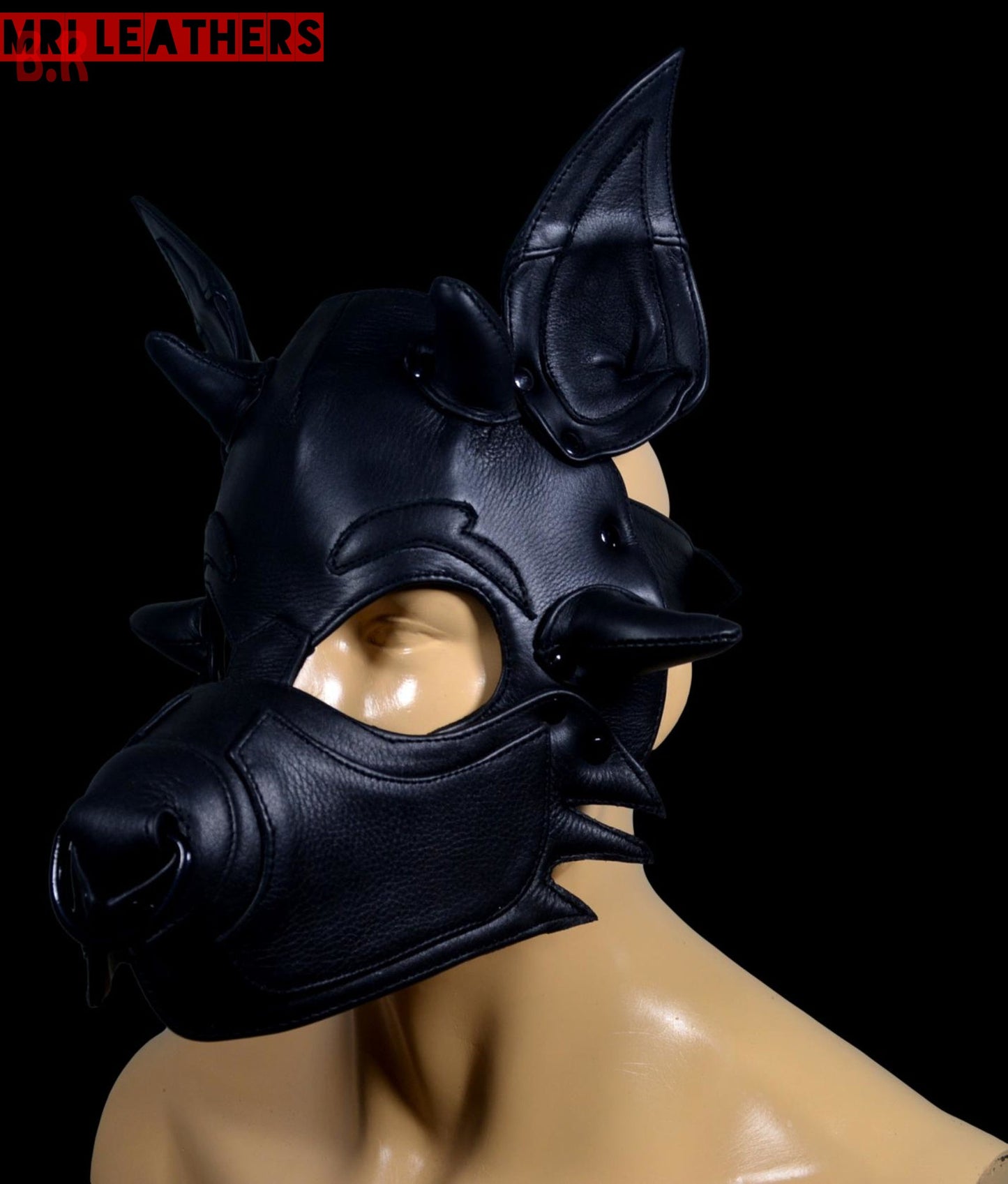 Leather Dog Mask Leather Dog Mask Dog Hood Pet Play Hood Puppy Mask - MRI Leathers