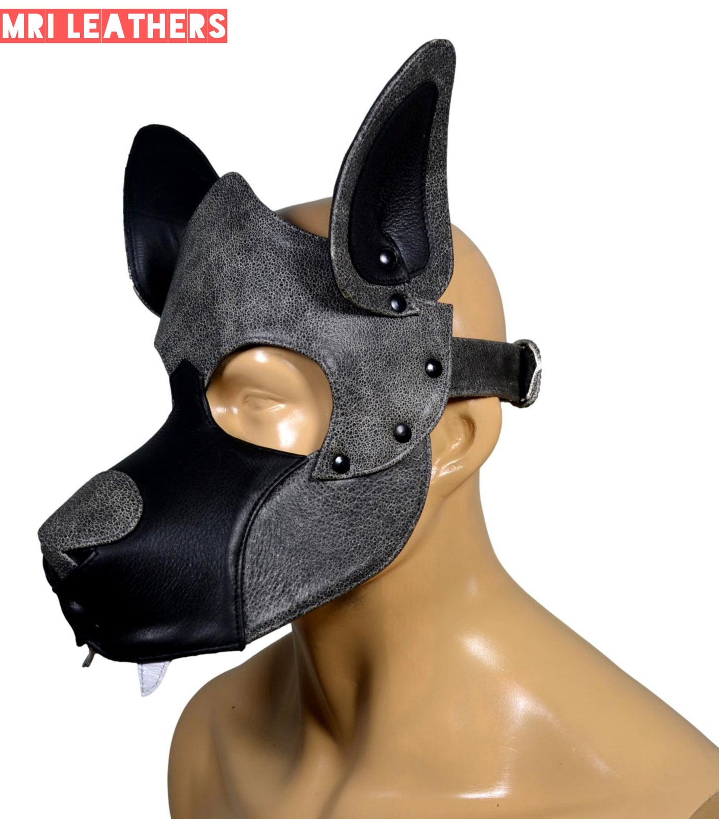 Leather Dog Mask Leather Dog Mask Dog Hood Pet Play Hood Puppy Mask - MRI Leathers