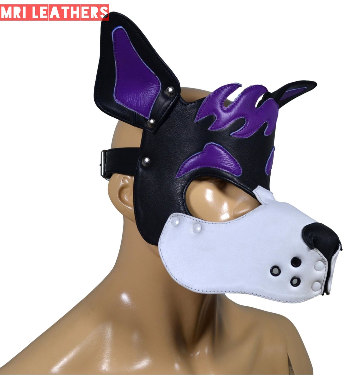 Leather Dog Mask Leather Dog Mask Dog Hood Pet Play Hood Puppy Mask - MRI Leathers