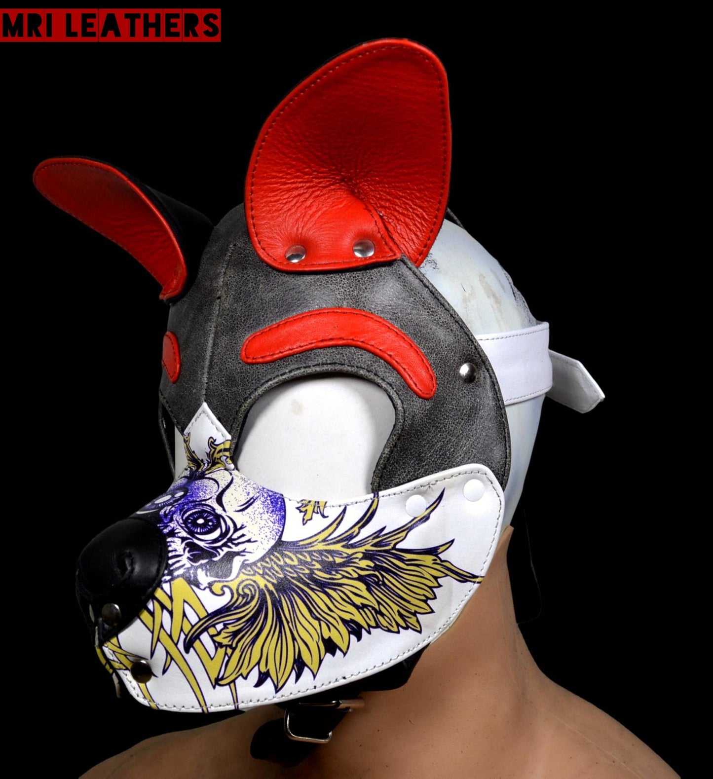 Leather Dog Mask Leather Dog Mask Dog Hood Pet Play Hood Puppy Mask - MRI Leathers