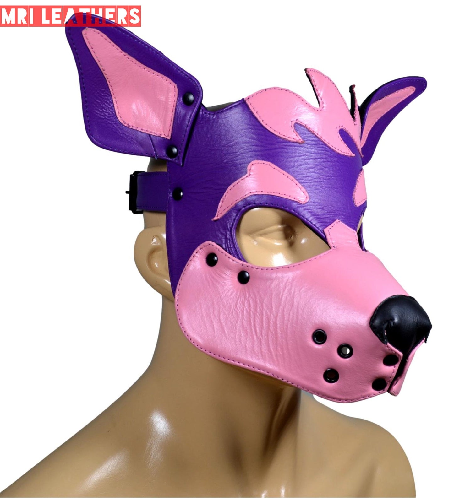 Leather Dog Mask Leather Dog Mask Dog Hood Pet Play Hood Puppy Mask - MRI Leathers