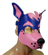 Leather Dog Mask Leather Dog Mask Dog Hood Pet Play Hood Puppy Mask Blue Pink - MRI Leathers