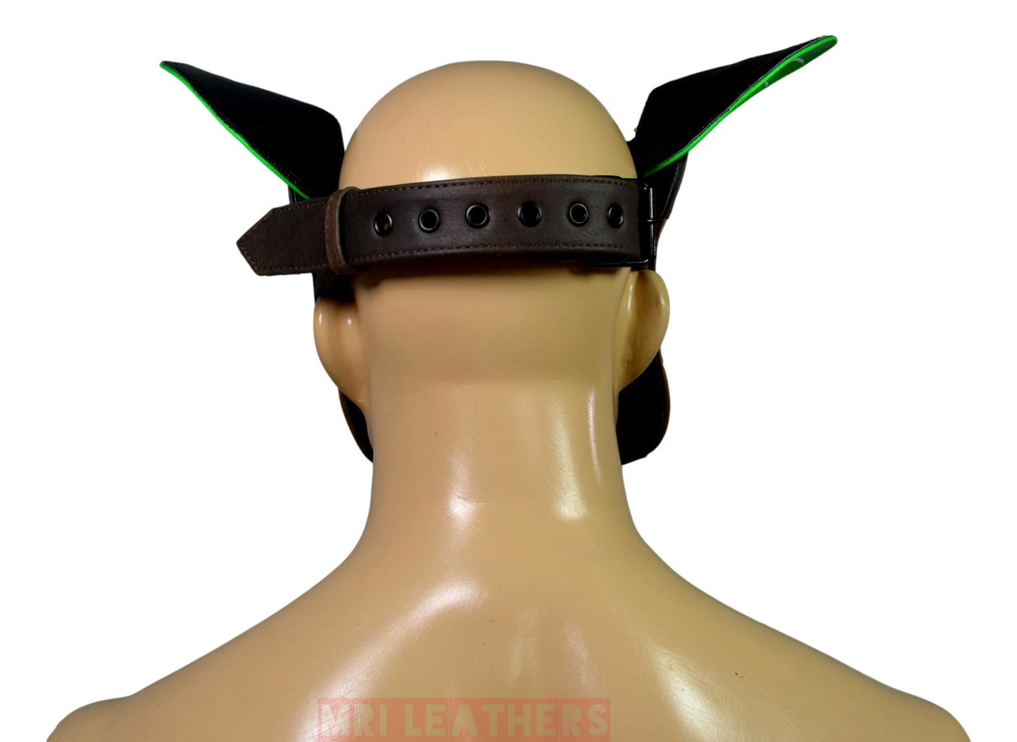 Leather Dog Mask Leather Dog Mask Dog Hood Pet Play Hood Puppy Mask Brown White - MRI Leathers