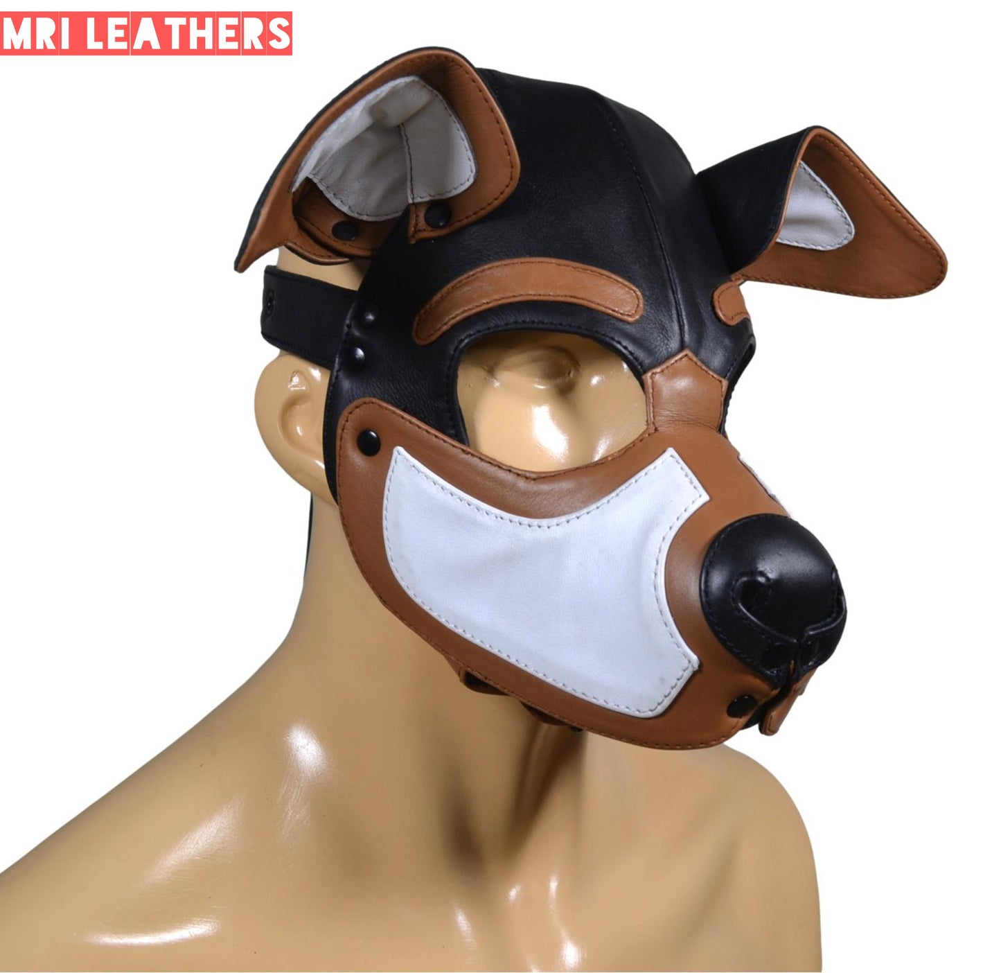Leather Dog Mask Leather Dog Mask Dog Hood Pet Play Hood Puppy Mask Folded Ears - MRI Leathers
