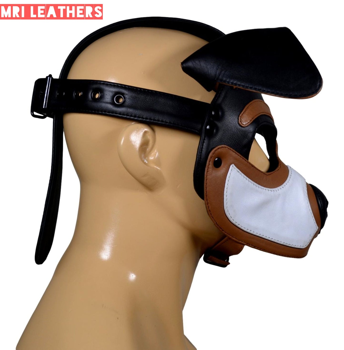Leather Dog Mask Leather Dog Mask Dog Hood Pet Play Hood Puppy Mask Folded Ears - MRI Leathers