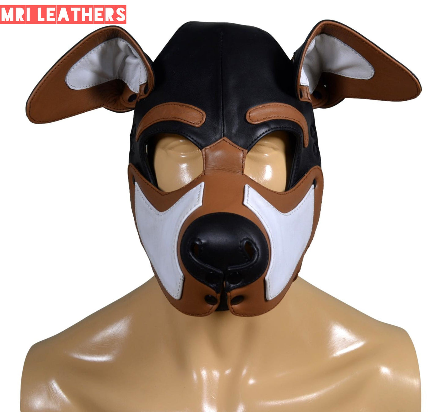 Leather Dog Mask Leather Dog Mask Dog Hood Pet Play Hood Puppy Mask Folded Ears - MRI Leathers