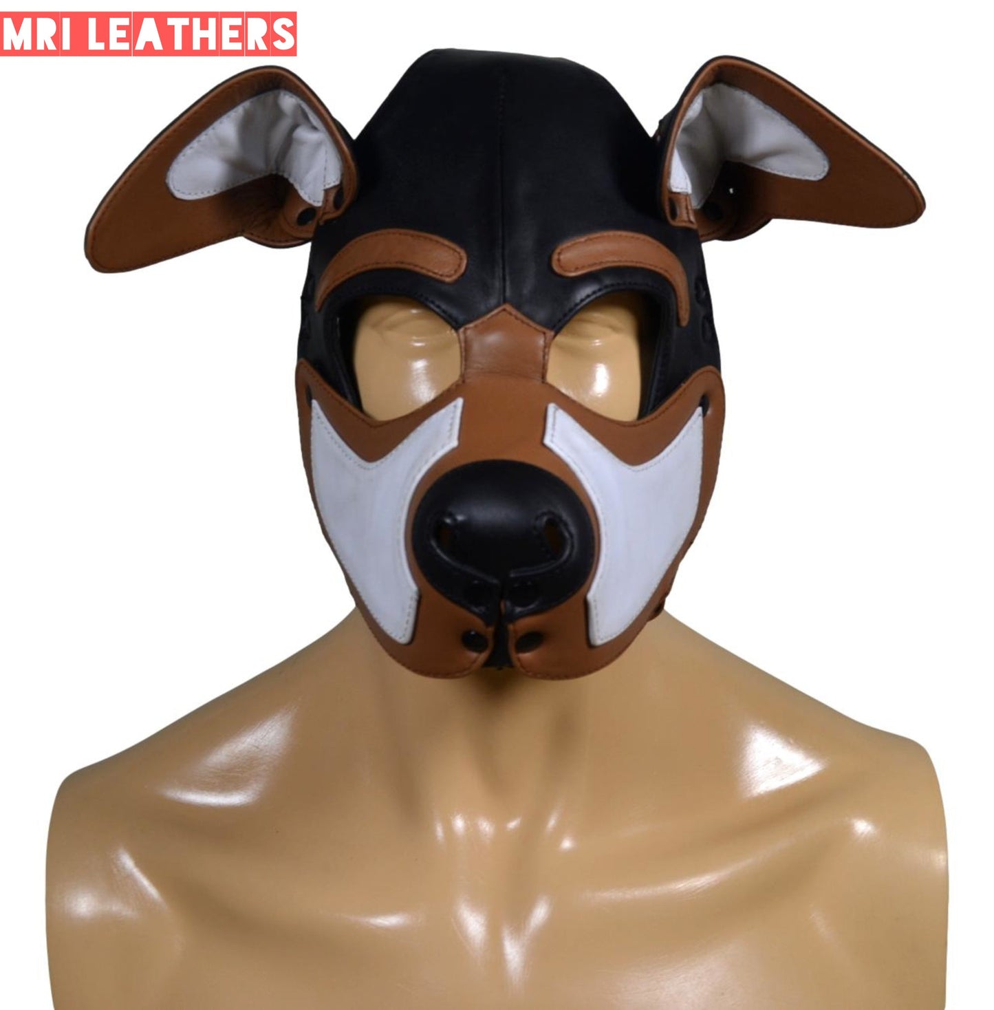 Leather Dog Mask Leather Dog Mask Dog Hood Pet Play Hood Puppy Mask Folded Ears - MRI Leathers