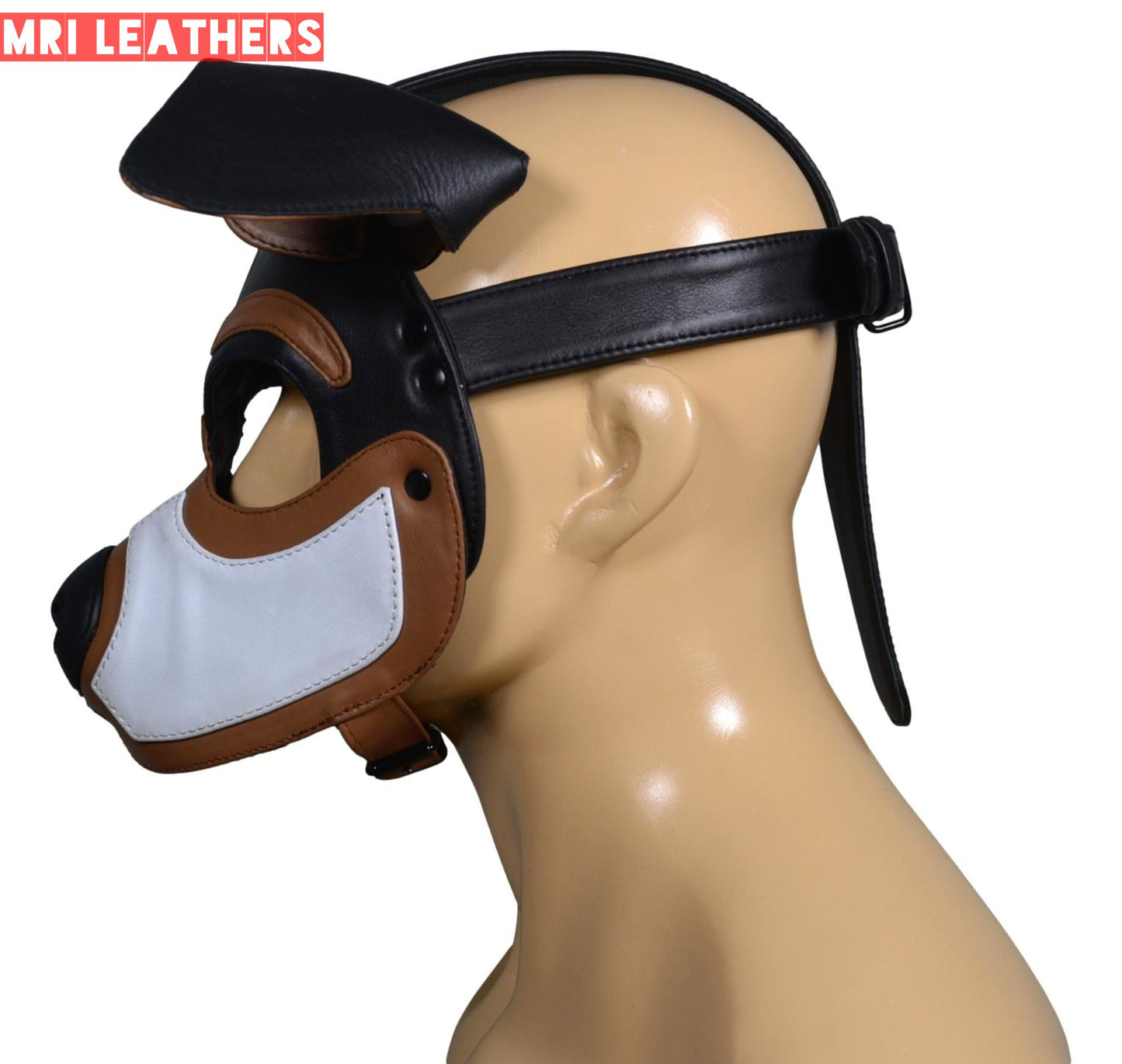Leather Dog Mask Leather Dog Mask Dog Hood Pet Play Hood Puppy Mask Folded Ears - MRI Leathers