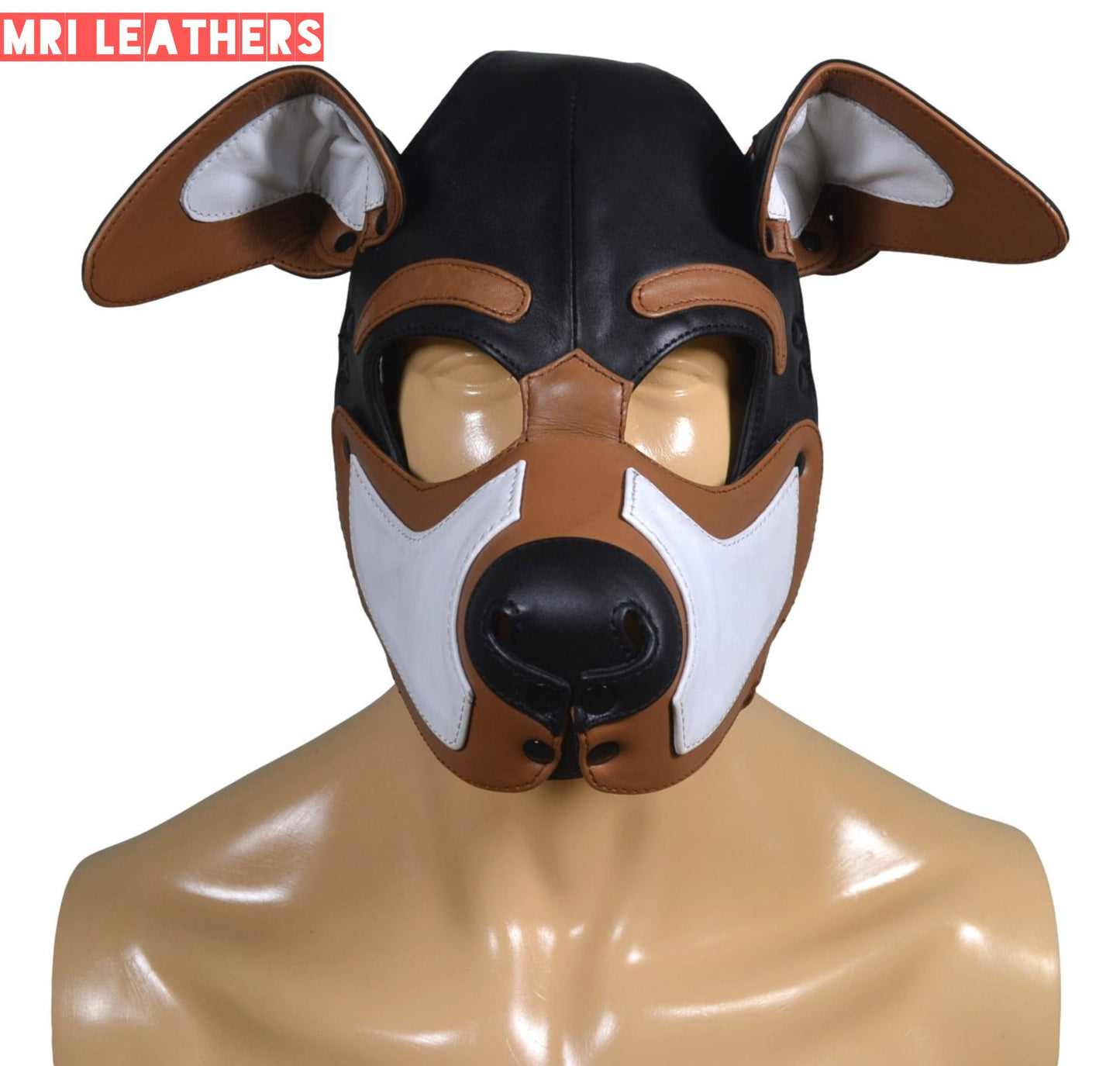 Leather Dog Mask Leather Dog Mask Dog Hood Pet Play Hood Puppy Mask Folded Ears - MRI Leathers