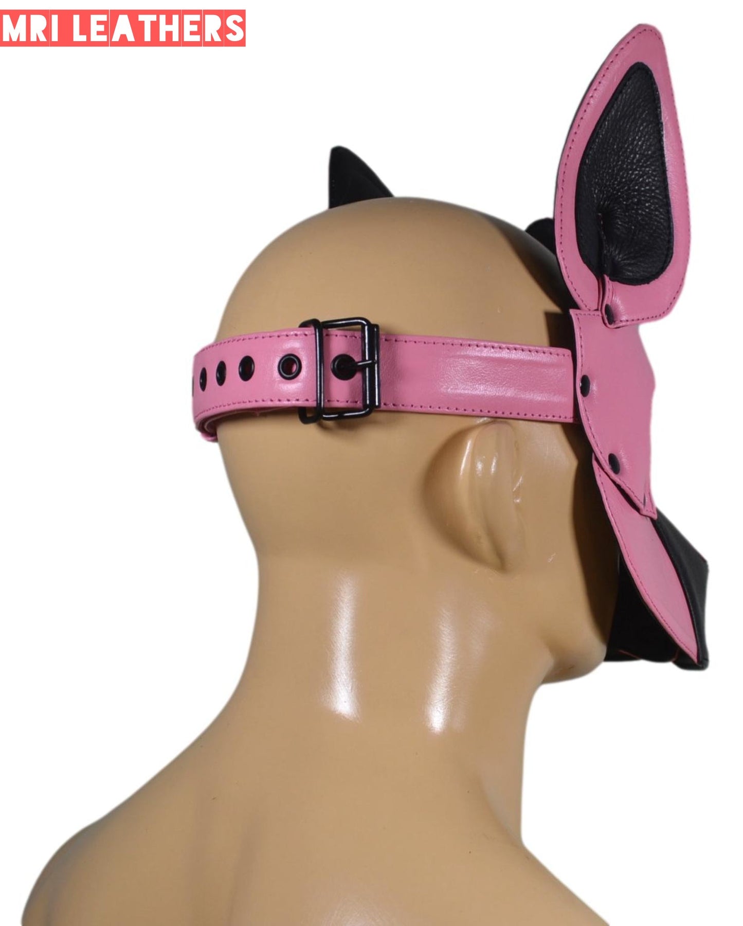 Leather Dog Mask Leather Dog Mask Dog Hood Pet Play Hood Puppy Mask pink - MRI Leathers