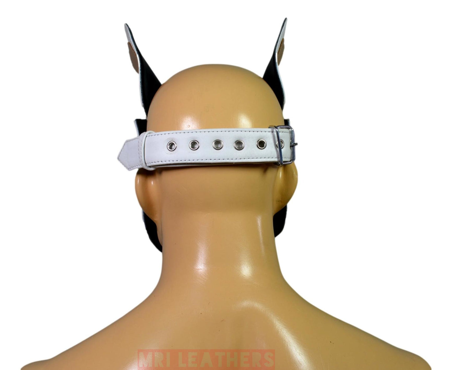 Leather Dog Mask Leather Dog Mask Dog Hood Pet Play Hood Puppy Mask White - MRI Leathers