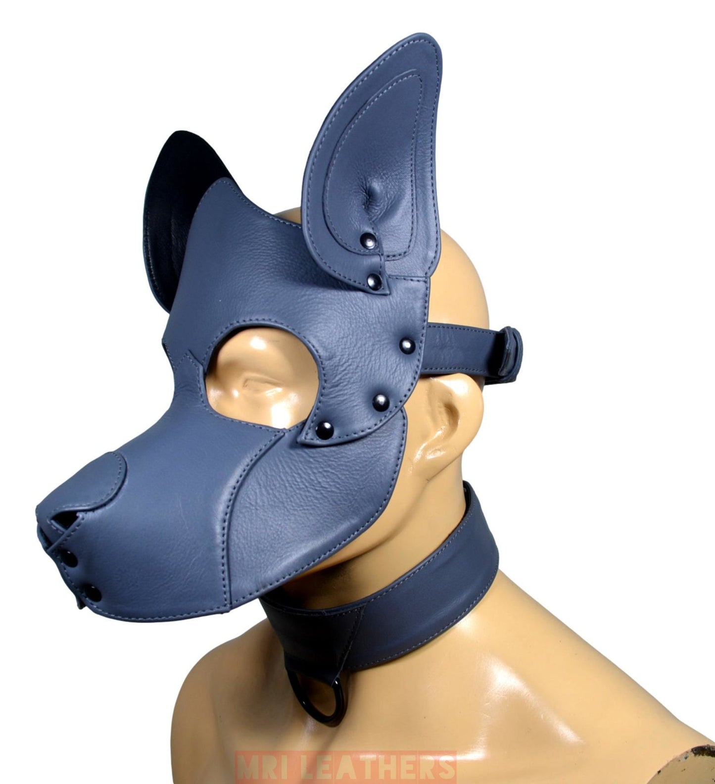 Leather Dog Mask Leather Pup Mask Dog Hood Pet Play Hood - MRI Leathers