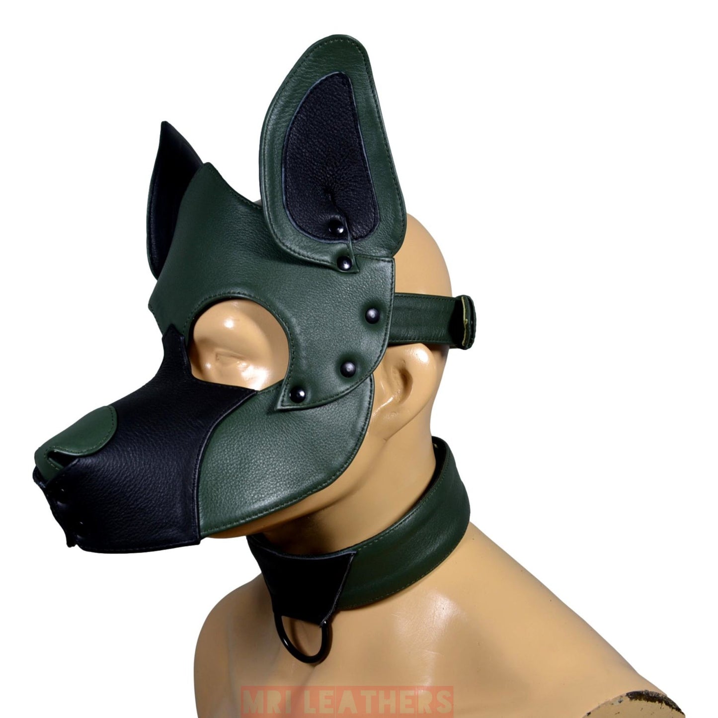 Leather Dog Mask Leather Pup Mask Dog Hood Pet Play Hood - MRI Leathers