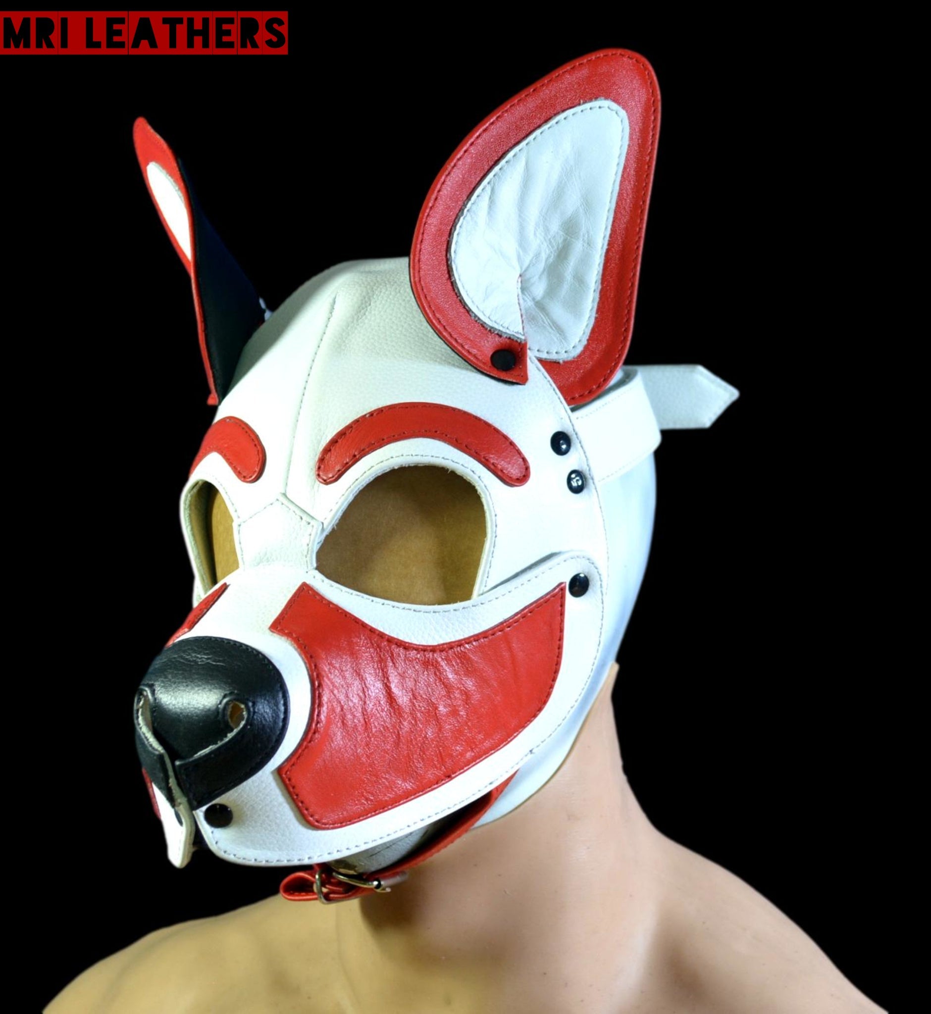 Leather Dog Mask Leather Pup Mask Dog Hood Pet Play Hood - MRI Leathers