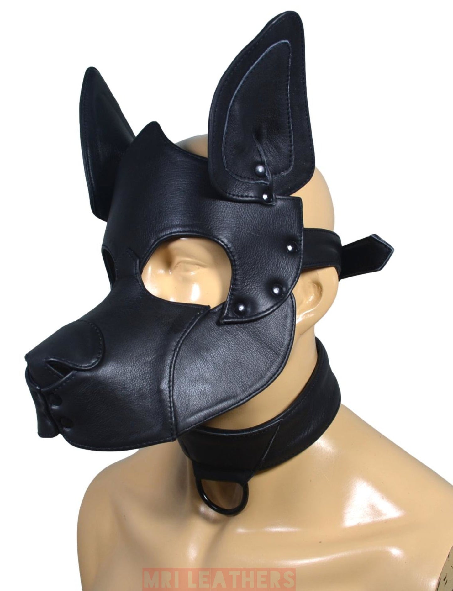 Leather Dog Mask Leather Pup Mask Dog Hood Pet Play Hood - MRI Leathers