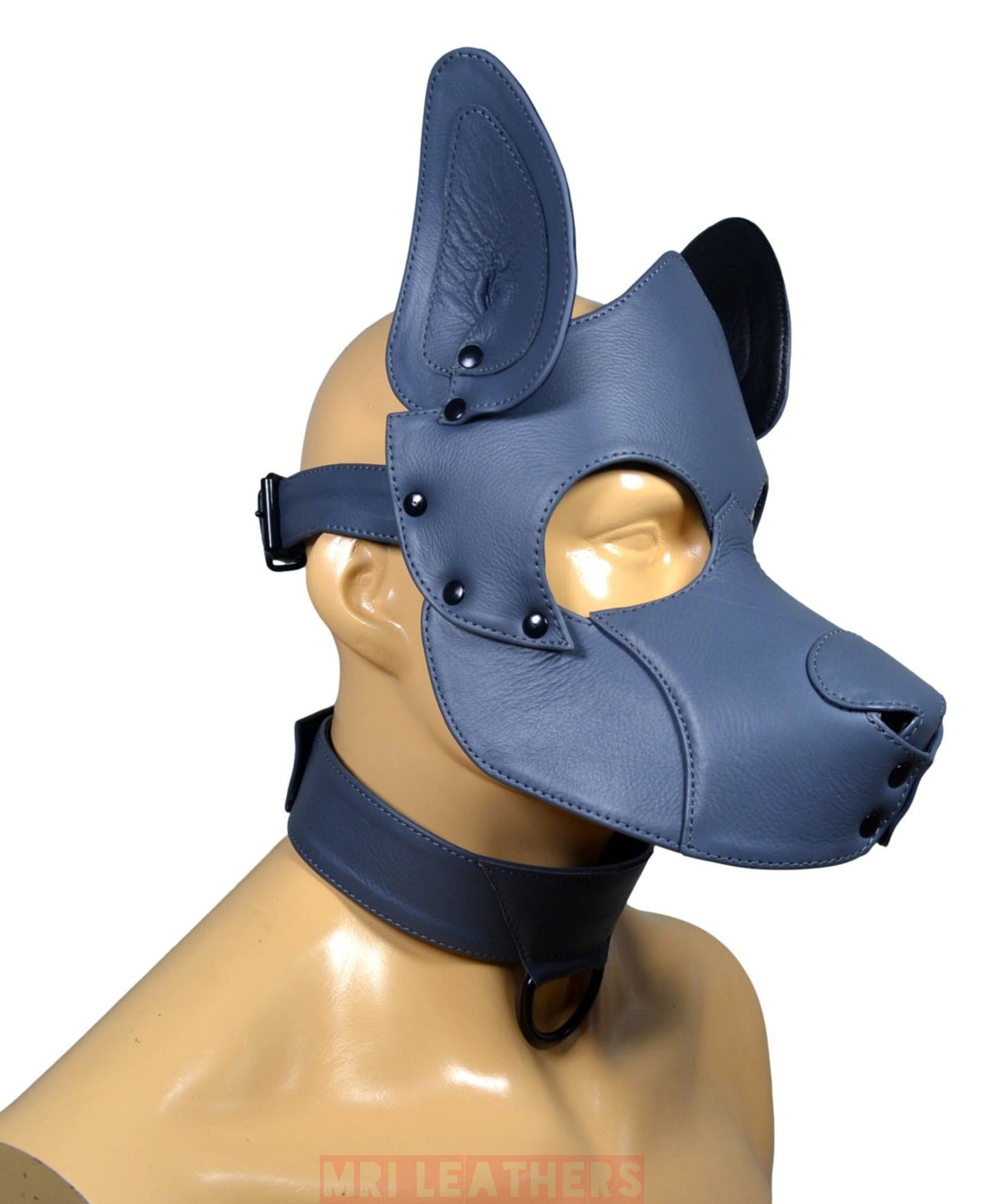 Leather Dog Mask Leather Pup Mask Dog Hood Pet Play Hood - MRI Leathers