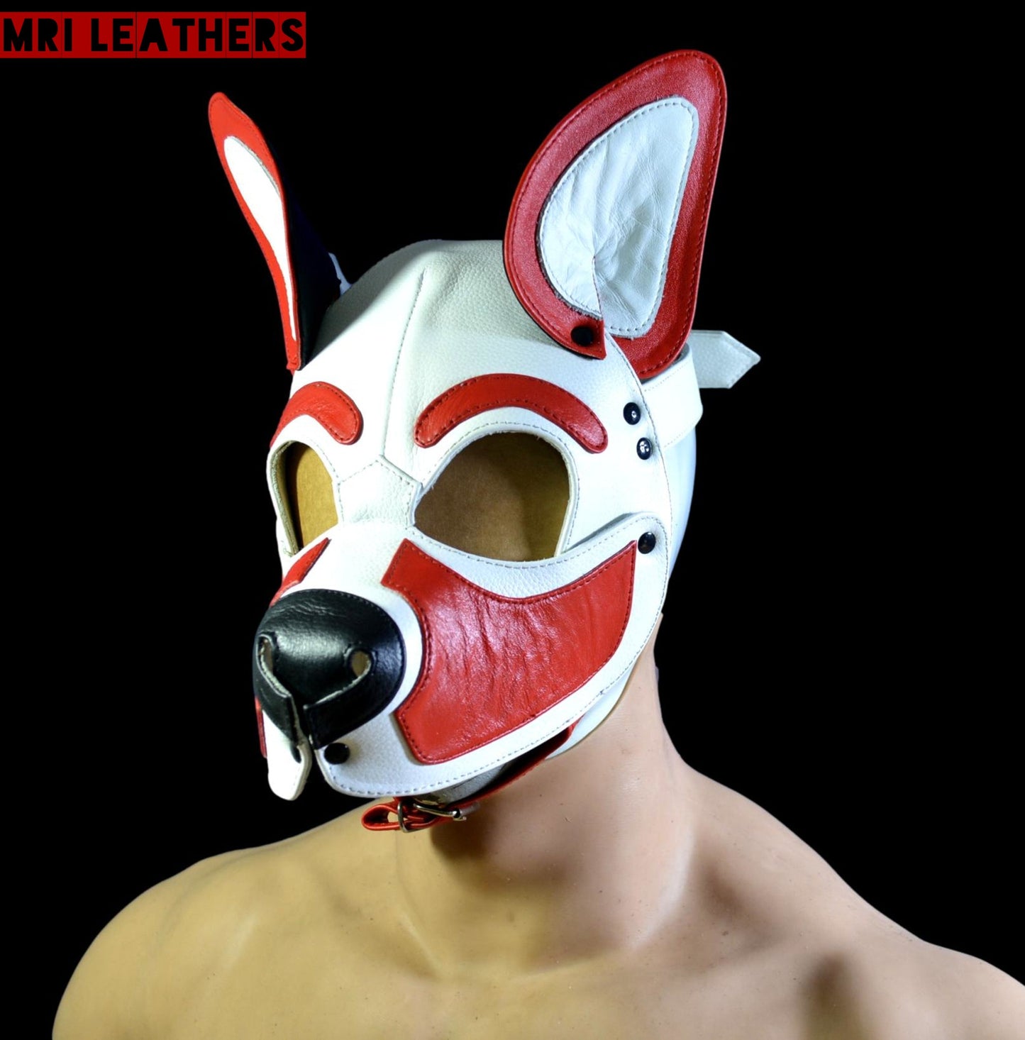 Leather Dog Mask Leather Pup Mask Dog Hood Pet Play Hood - MRI Leathers