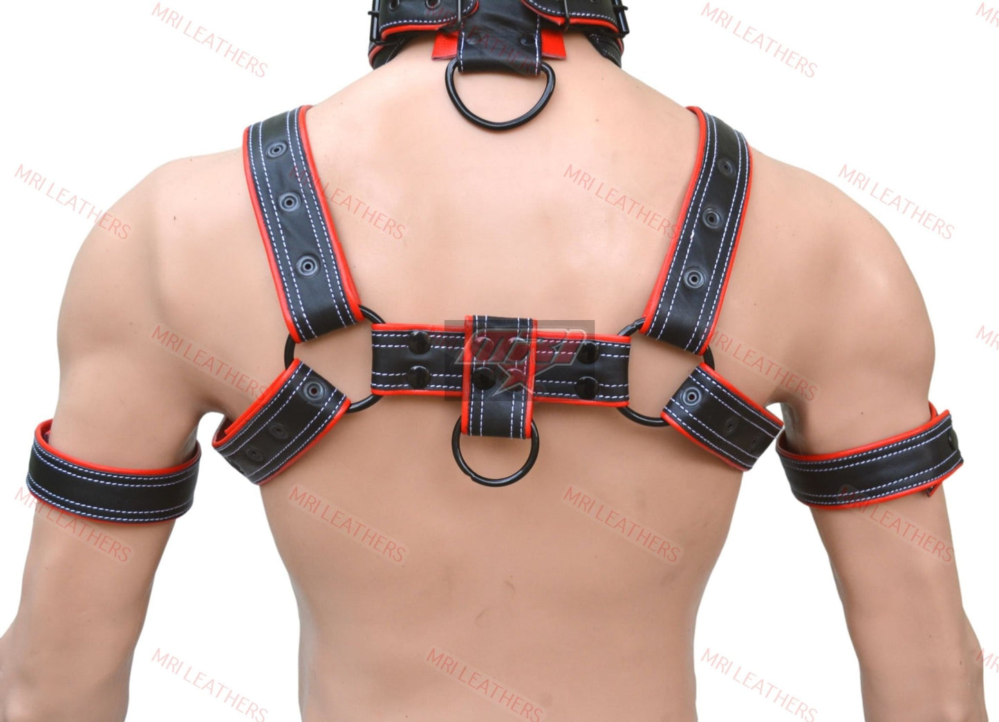 Leather Gear Face Hood Fetish Slave Extreme Bondage Muzzle Gag with harness - MRI Leathers