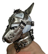 Leather Mask leather Dog Mask Hood Pet play Head Harness muzzle - MRI Leathers
