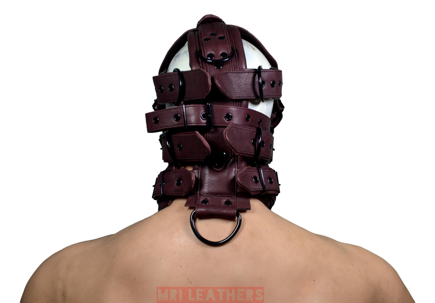 Leather Mask leather Dog Mask Hood Pet play Head Harness muzzle Gag - MRI Leathers