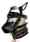 Leather Mask leather Dog Mask Hood Pet play Head Harness muzzle locking buckles - MRI Leathers