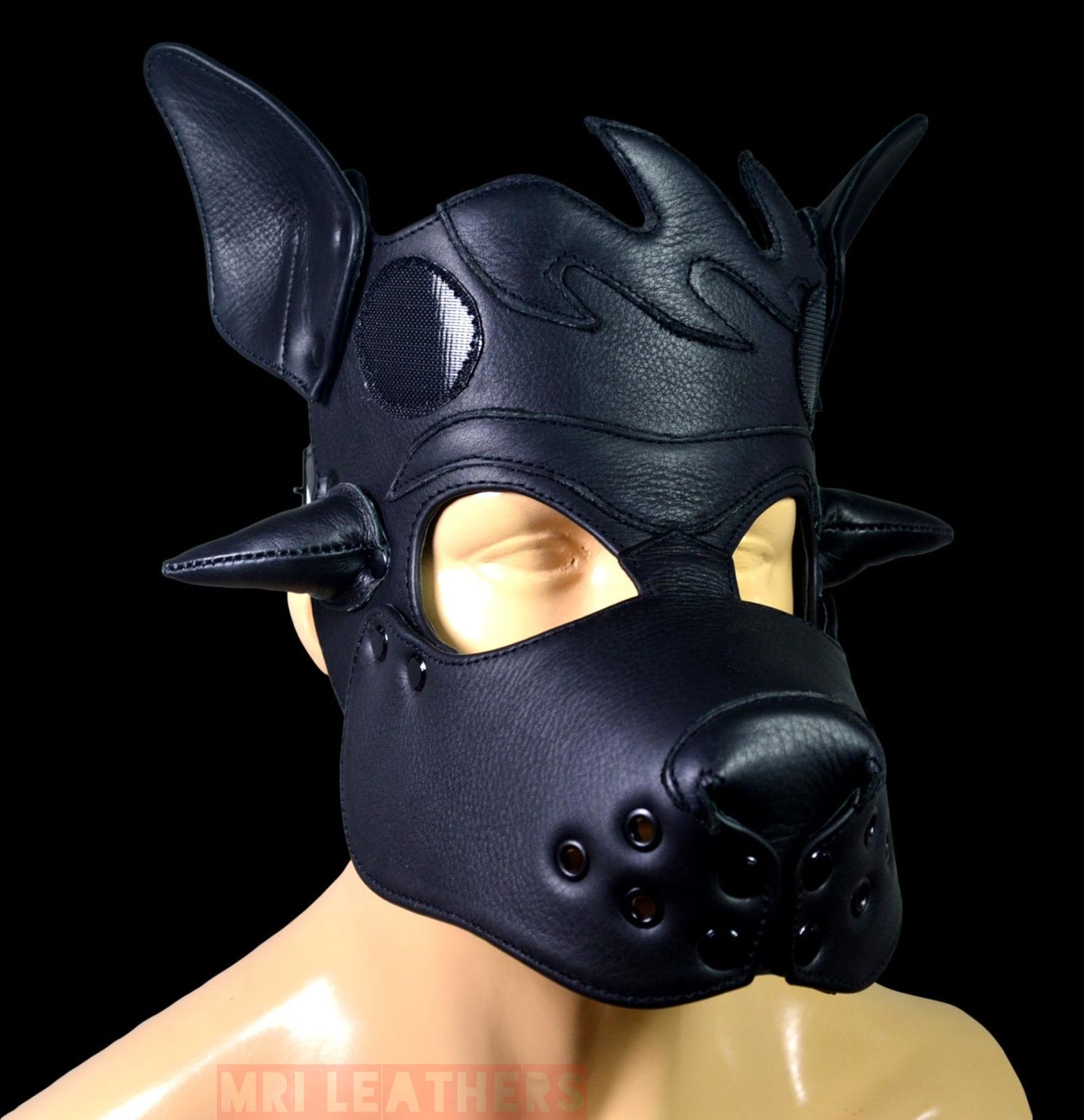 Leather Puppy Hood Puppy mask with Horns - MRI Leathers