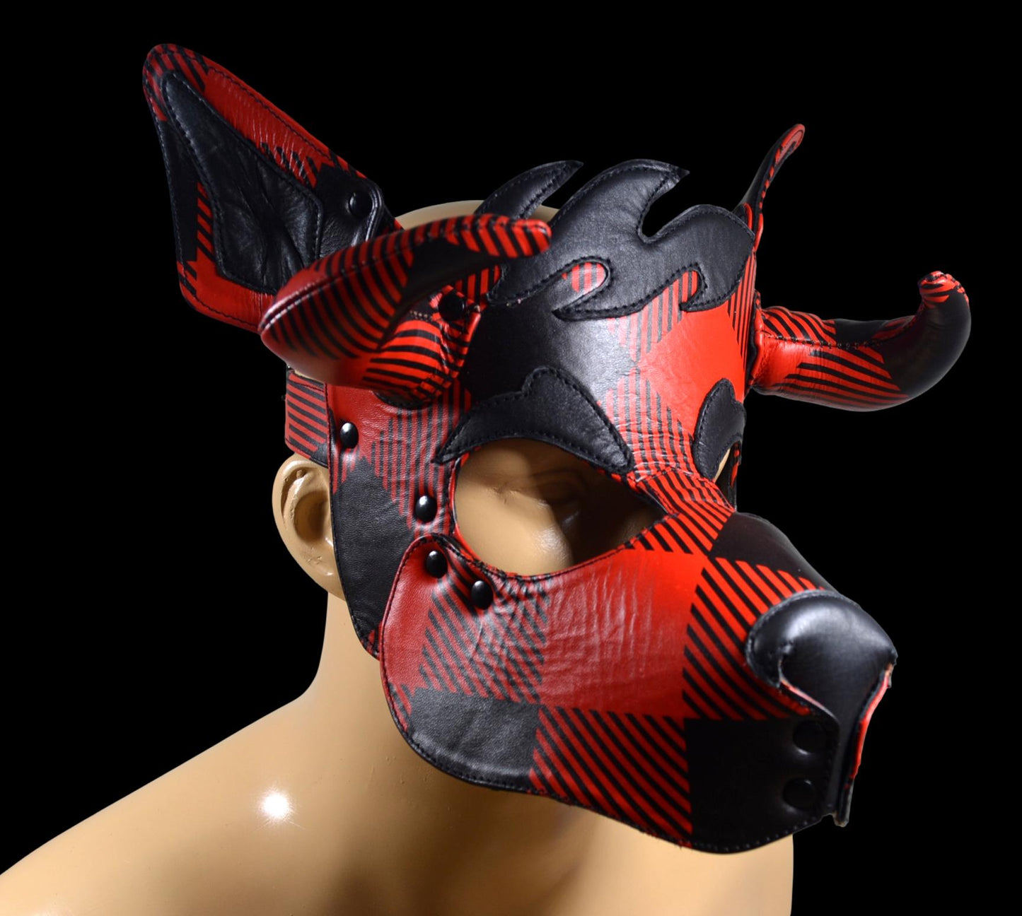 Leather Puppy Hood Puppy mask with Horns - MRI Leathers