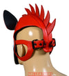 Leather Puppy Human Mask Hood Pet Play Puppy Mask Human White Flame Fair - MRI Leathers