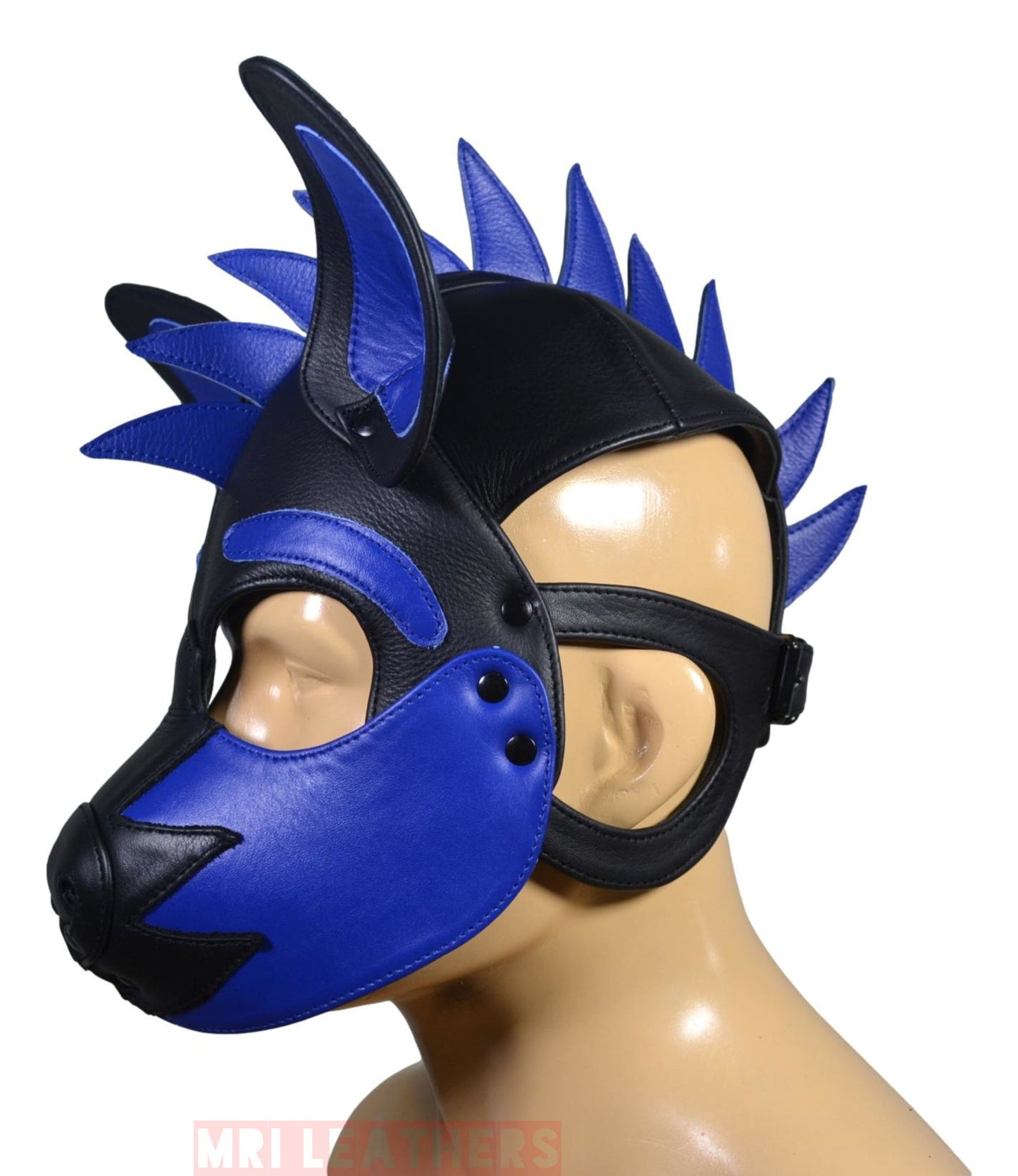 Leather Puppy Mask Hood Human puppy Flame on Head - MRI Leathers