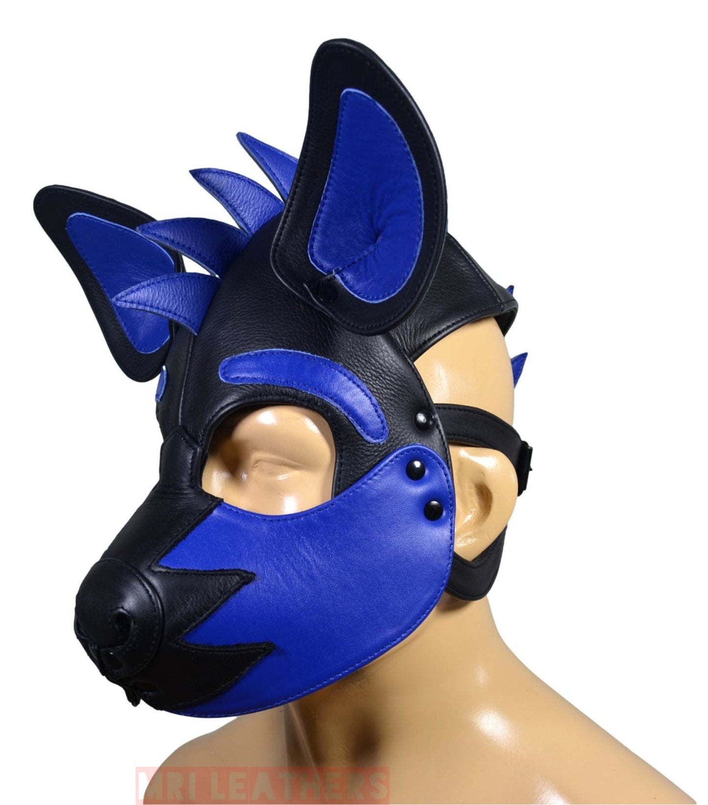 Leather Puppy Mask Hood Human puppy Flame on Head - MRI Leathers