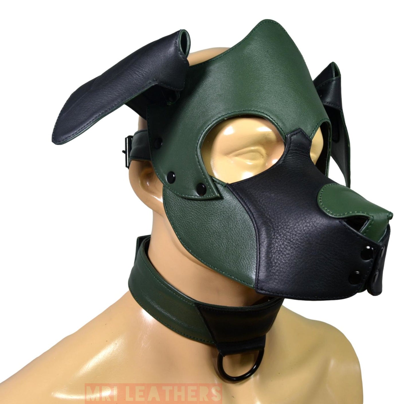 Leather Puppy Mask Hood Human puppy Floppy Ears - MRI Leathers