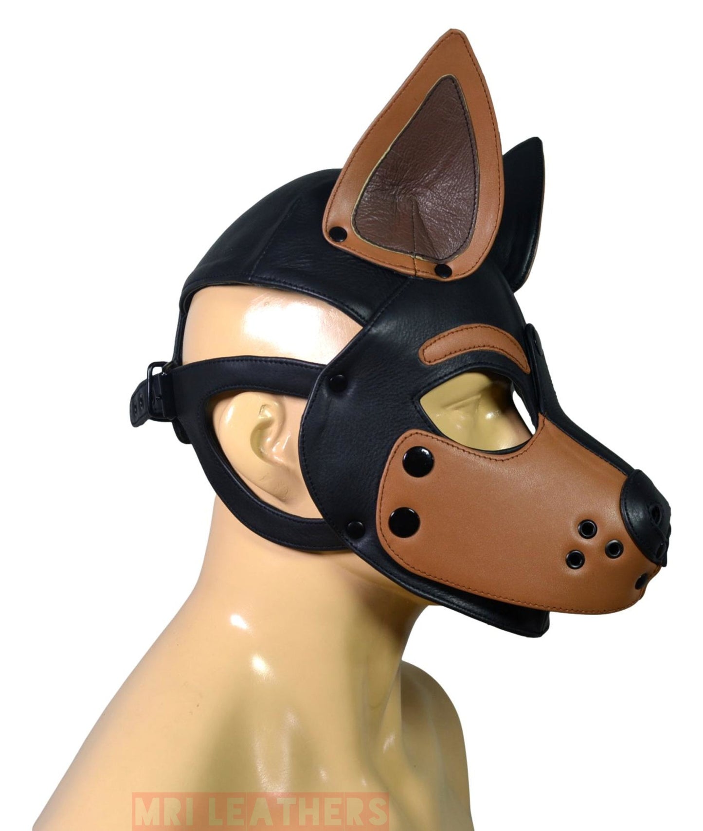 Leather Puppy Mask Hood removable muzzle - MRI Leathers