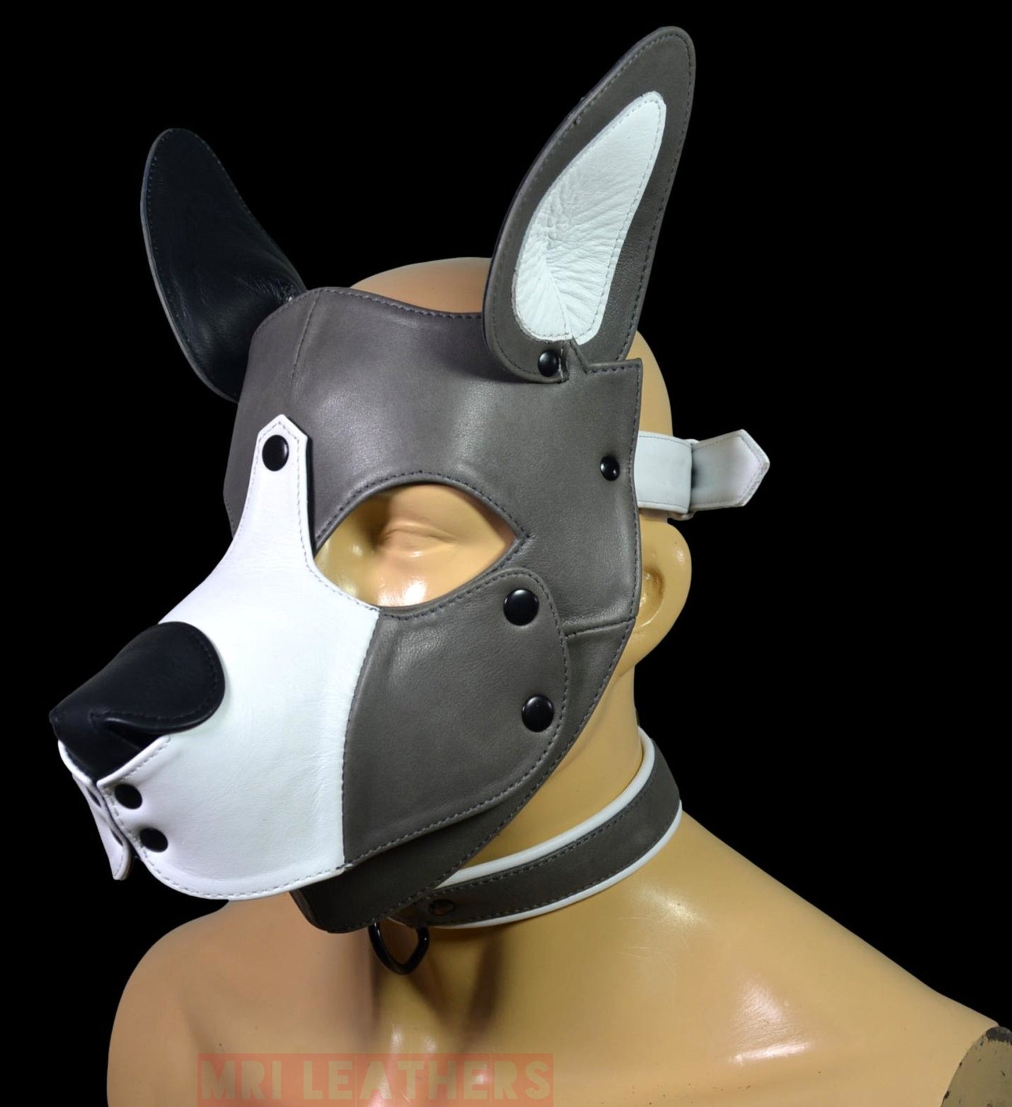 Leather Puppy Mask Hood removable muzzle - MRI Leathers