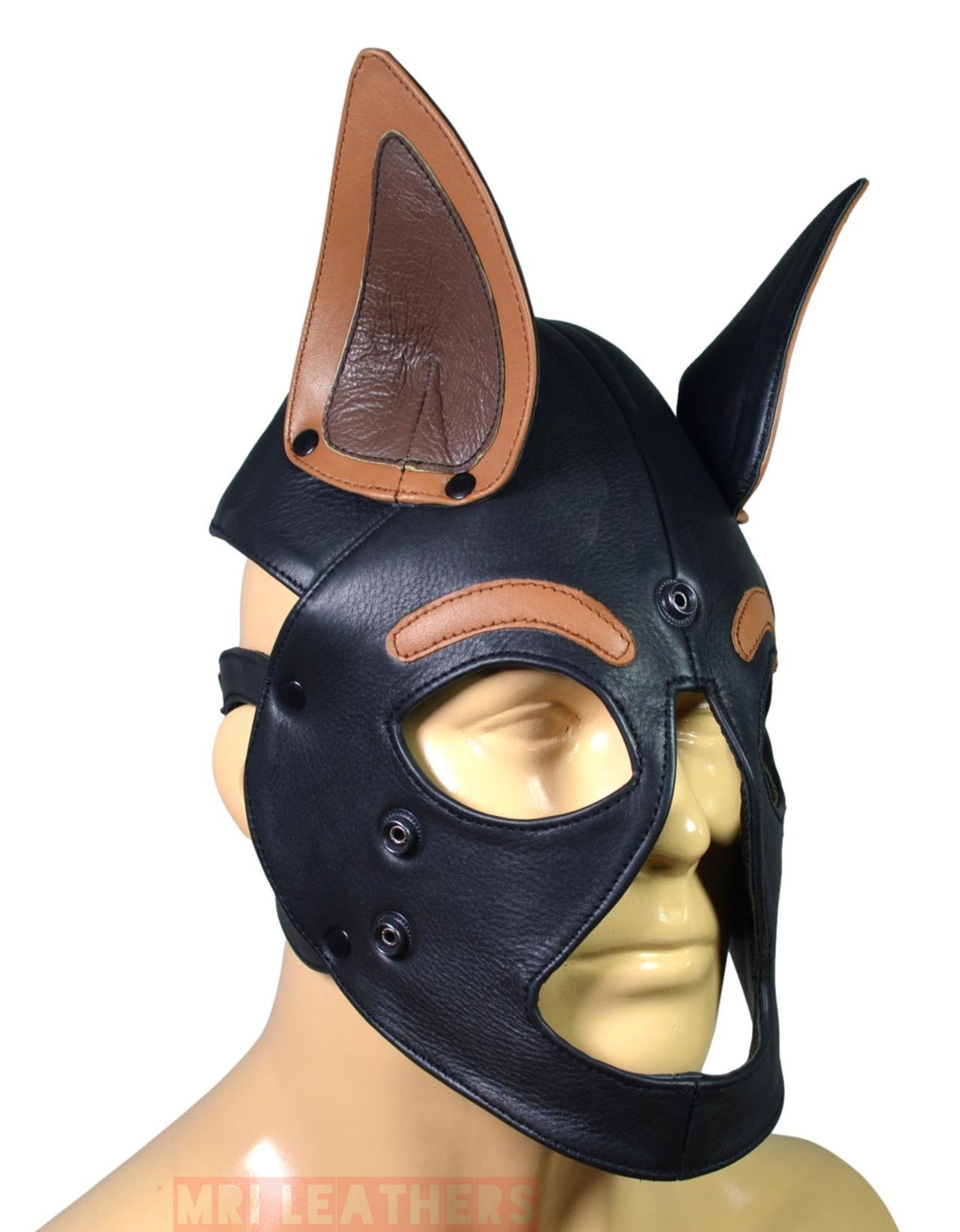 Leather Puppy Mask Hood removable muzzle - MRI Leathers