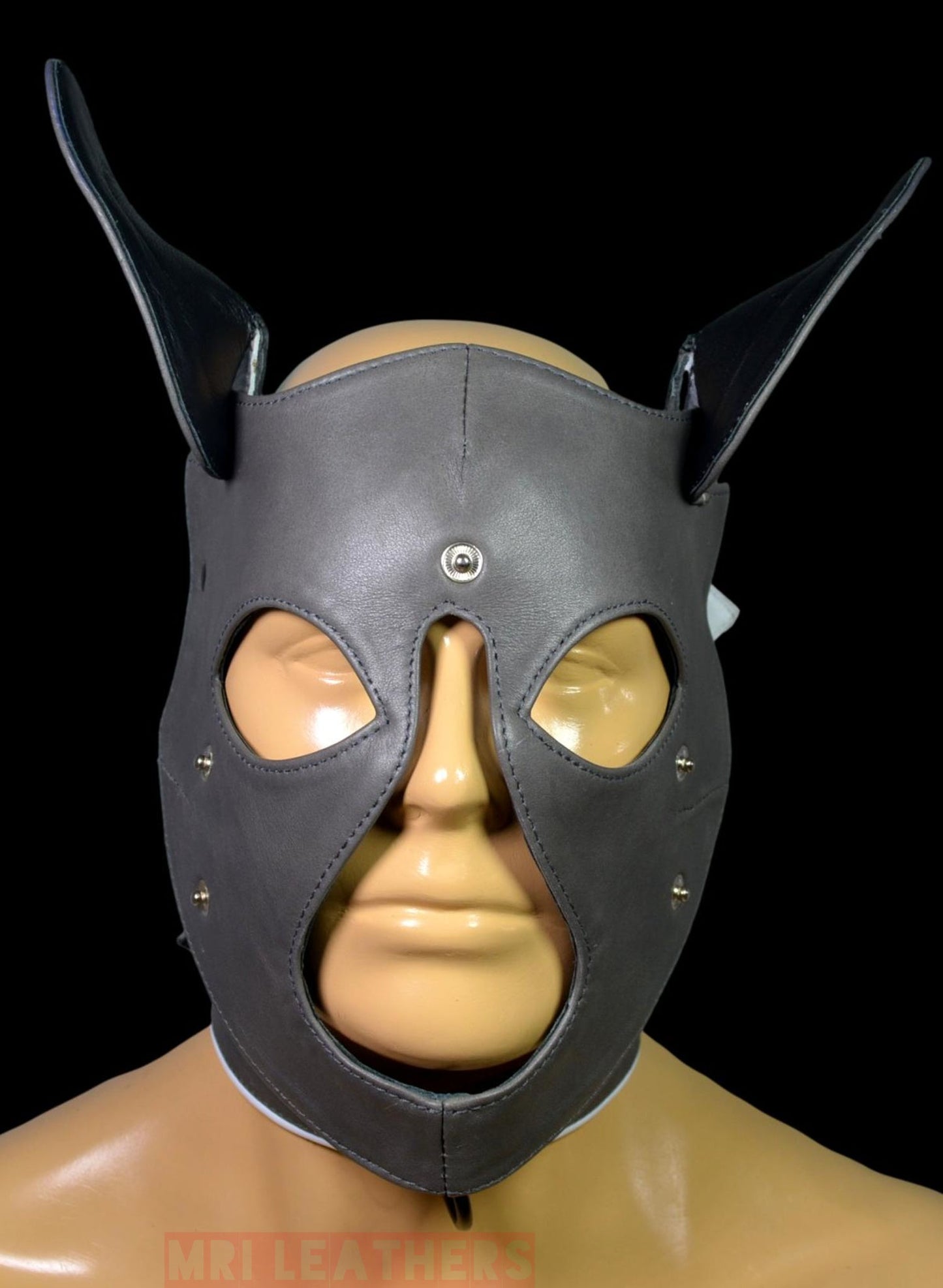 Leather Puppy Mask Hood removable muzzle - MRI Leathers