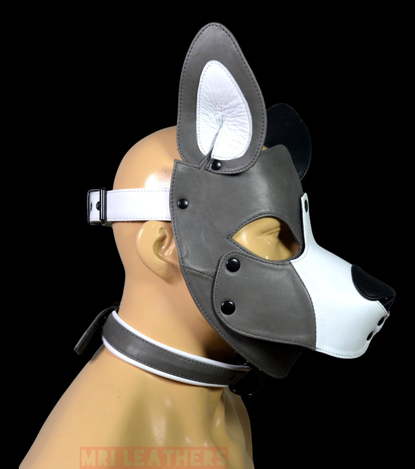 Leather Puppy Mask Hood removable muzzle - MRI Leathers