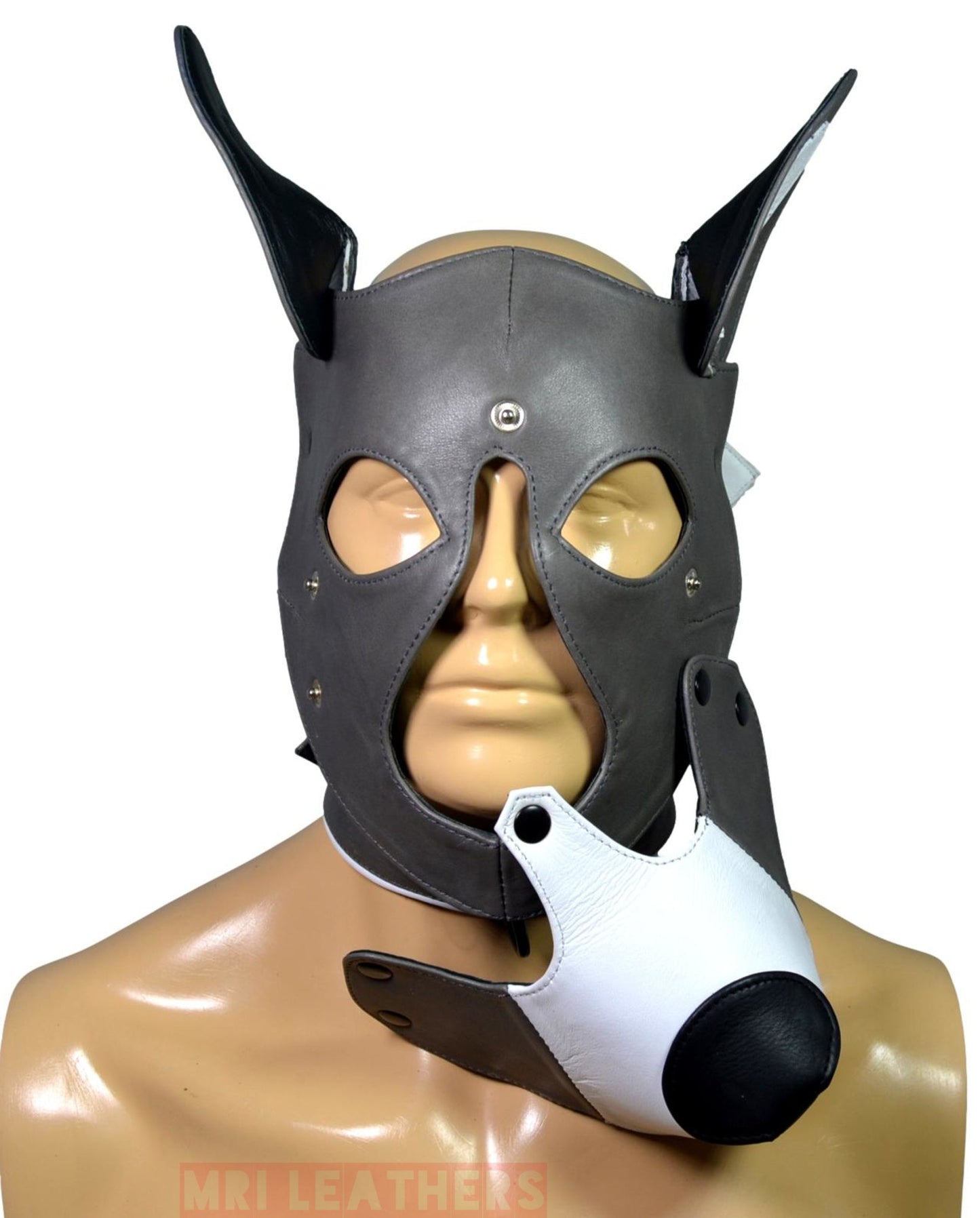 Leather Puppy Mask Hood removable muzzle - MRI Leathers
