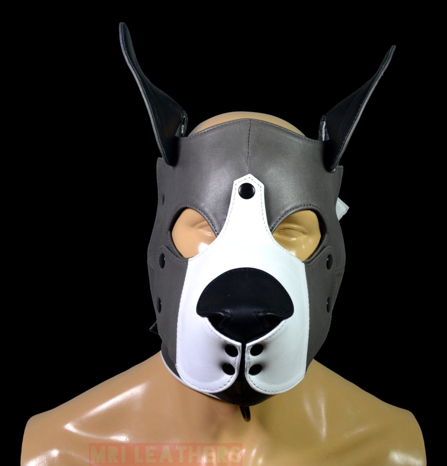 Leather Puppy Mask Hood removable muzzle - MRI Leathers
