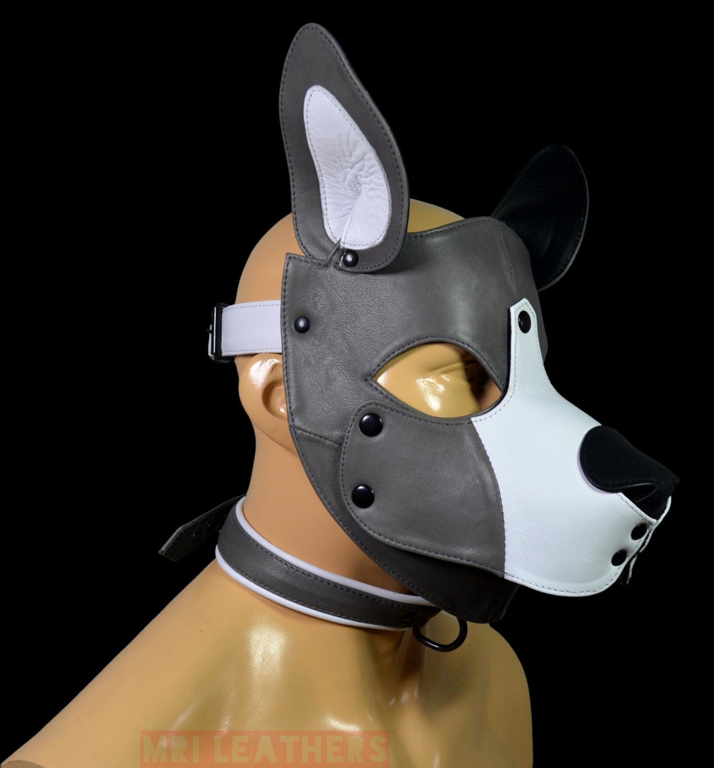 Leather Puppy Mask Hood removable muzzle - MRI Leathers