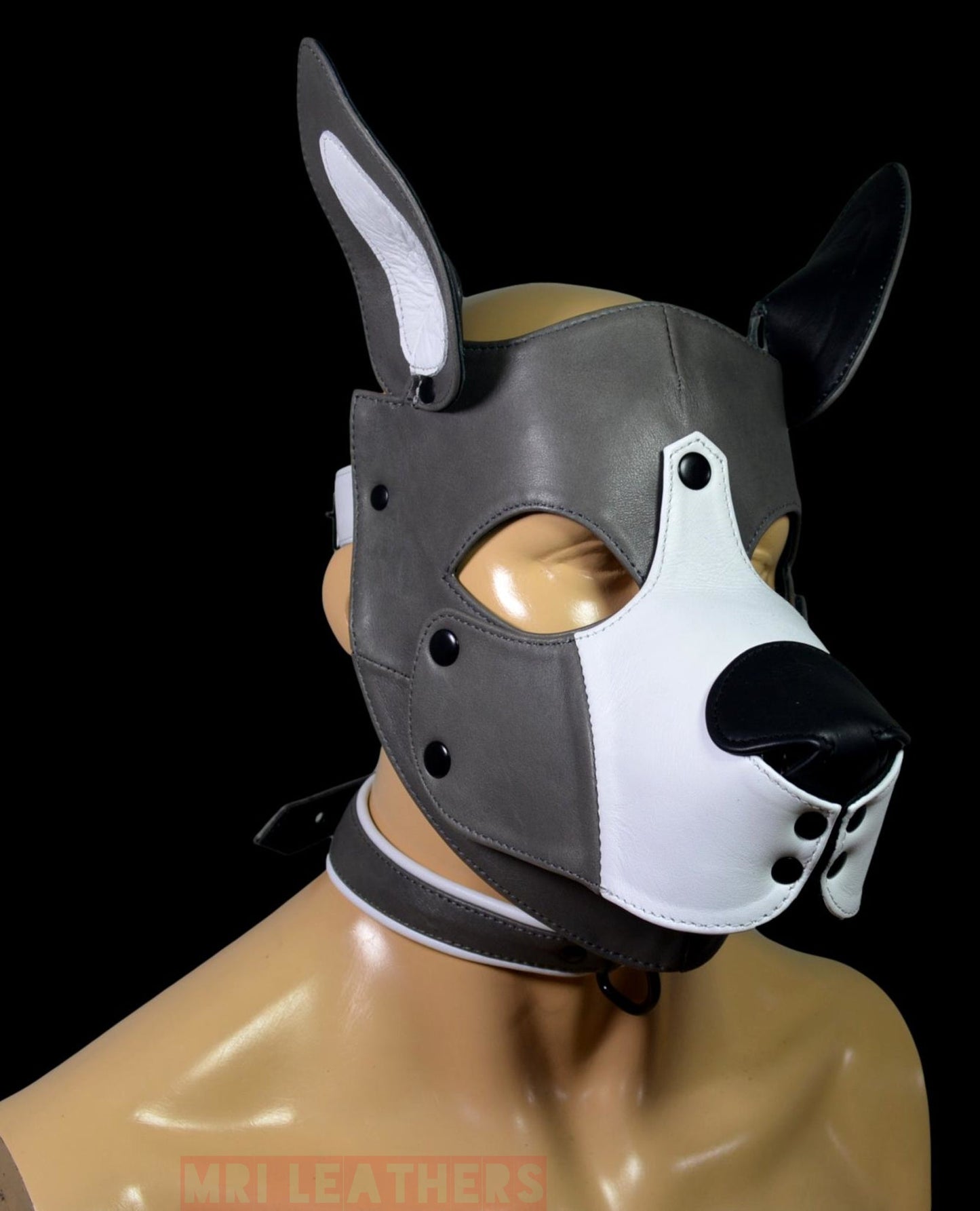 Leather Puppy Mask Hood removable muzzle - MRI Leathers