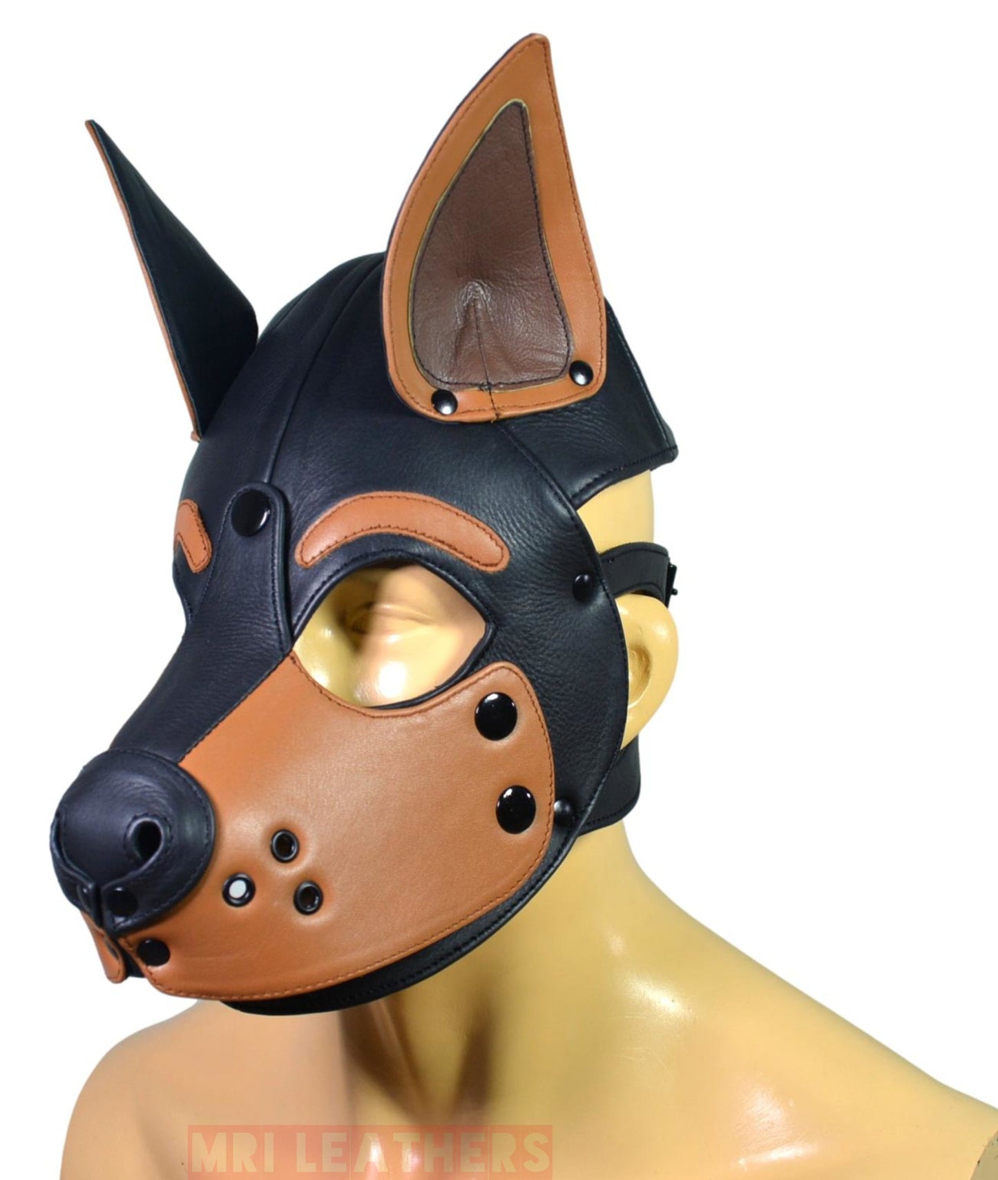 Leather Puppy Mask Hood removable muzzle - MRI Leathers