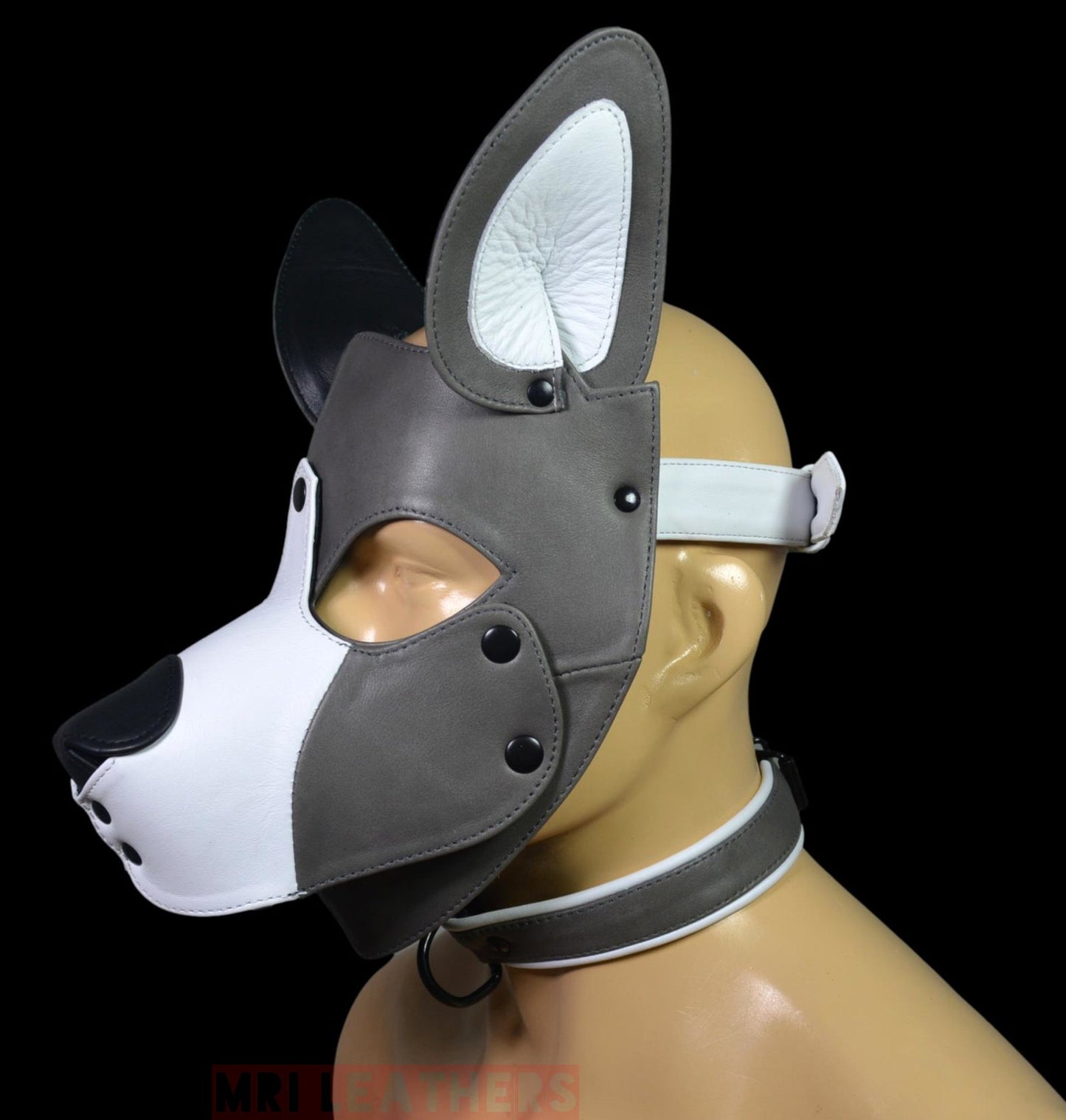 Leather Puppy Mask Hood removable muzzle - MRI Leathers