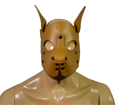 Leather Puppy Mask Hood removable muzzle Bear - MRI Leathers