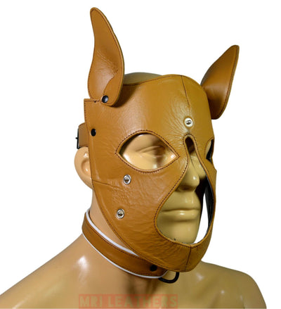 Leather Puppy Mask Hood removable muzzle Bear - MRI Leathers
