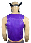 Leather Purple Bar Vest for Men Open Front Leather with puppy mask hood - MRI Leathers
